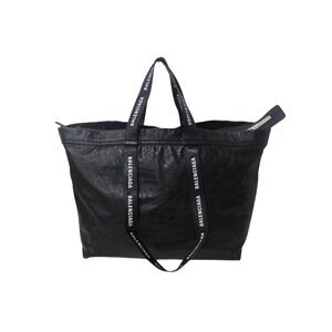 BALENCIAGA Carry Shopper Tote Bag embossed leather black